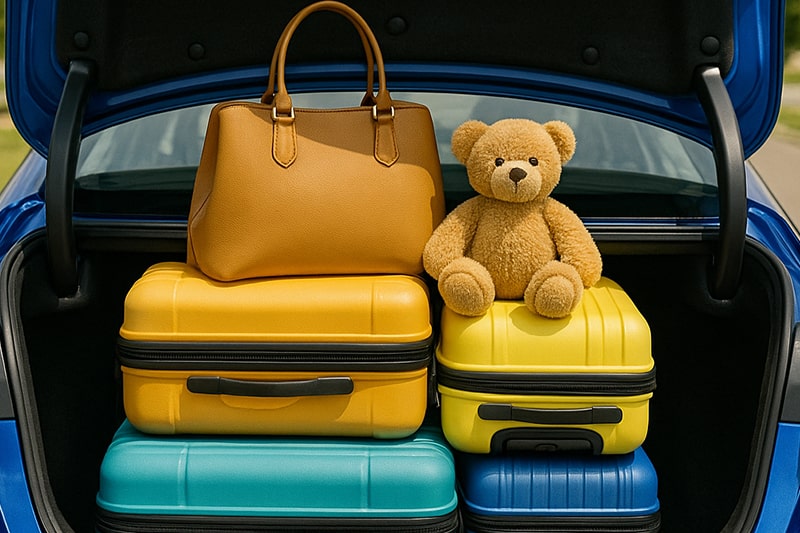 Frau im Auto zum Flughafen Berlin